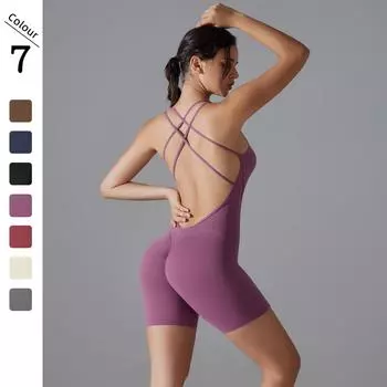 Боди для йоги Nessaj, женский комбинезон для тренажерного зала и фитнеса с крестом на спине, сексуальный комбинезон с эффектом пуш-ап для бега, комбинезон с высокой талией