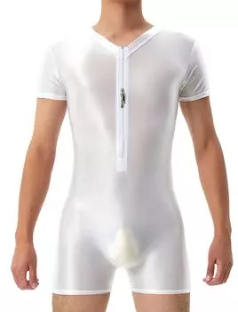 Боди для рестлинга во весь рост XL [Maeau] Мужской боди, Тайтсы, Прозрачный, Майка, Блестящий, Костюм, Косплей, Одежда, Просвечивающий, Эластичный, Цельный, Комбинезон,