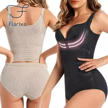 Боди Flarixa, комбинезон с контролем живота, пояс для похудения, корсет для похудения, женское нижнее белье, сплошной цвет