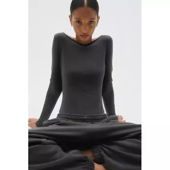 Боди HM Scoop Back Ribbed Bodysuit Dark Grey