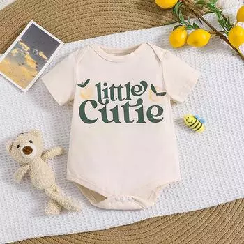 Боди из хлопка для младенцев и девочек с принтом «Маленькая милашка» и короткими рукавами, комбинезон 1-3M