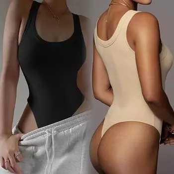 Боди на бретелях, женские боди с круглым вырезом, борцовкой, ребристым боди без рукавов для женщин, с коротким рукавом и круглым вырезом, повседневные эластичные базовые боди, топы M чёрный