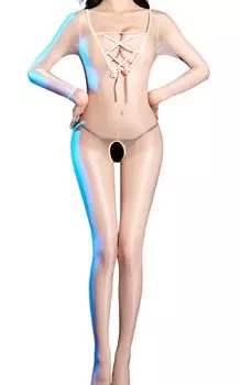 Боди Полное тело Открытое Открытое Babydoll Высокий Открытый промежность Temptation Цвет кожи [Aokeea] Чулки, Перфорированные, Сексуальные, Колготки, Промежность, Грудь, Женские, Глянцевые,