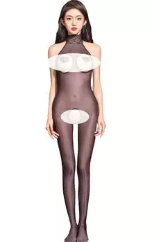Боди Полное тело Открытое Открытое Babydoll Высокий Открытый промежность Temptation See Extreme Perverted Черный [Aokeea] Чулки, Перфорированные, Сексуальные, Колготки, Промежность, Грудь,