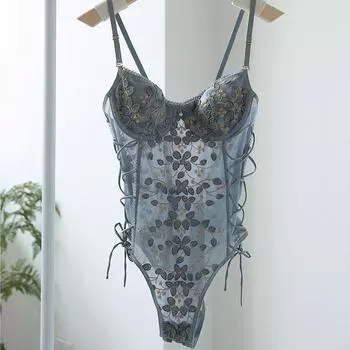 Боди с французской вышивкой, сексуальный кружевной бюстгальтер с украшением в виде лепестков, классический бандажный женский комплект нижнего белья, тонкая чашка, бюстгальтер пуш-ап, комбинезоны