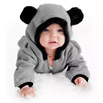 Боди с капюшоном и длинными рукавами для мальчиков и девочек Bear, костюм для ползания 60
