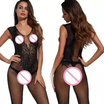 Боди с вырезом Сексуальное женское белье Нижнее белье больших размеров Экзотические сорочки Порно Сетчатое боди Чулки Соблазнительный интимный комбинезон для женщин M