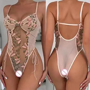 Боди с вышивкой в виде бабочки, облегающий сексуальный сетчатый комбинезон для женщин, сексуальный подвижный наряд, сексуальное эротическое белье sexyshop One Size