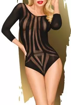 Боди UNDER MY SPELL Черный S/L прозрачный