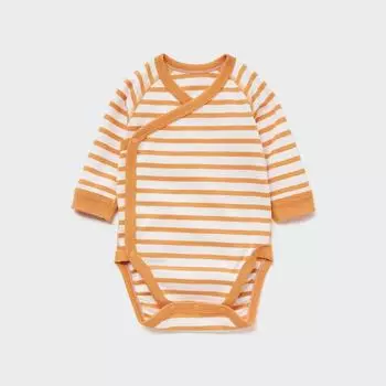 Боди UNIQLO JAPAN с каймой, длинными рукавами и вырезом спереди
