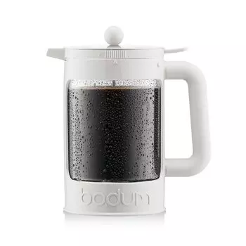 BODUM Coffee Maker Coffee Press BEAN French Press Iced Coffee Maker 1500ml Off White Stainless Steel Filter Glass Beaker Immersion Type Coffee Cold