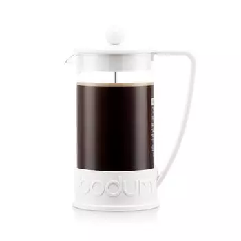 BODUM Coffee Maker Coffee Press BRAZIL Brazilian French Press Coffee Maker 1000ml Stainless Steel Filter Glass Beaker Immersion Type Coffee Off-White