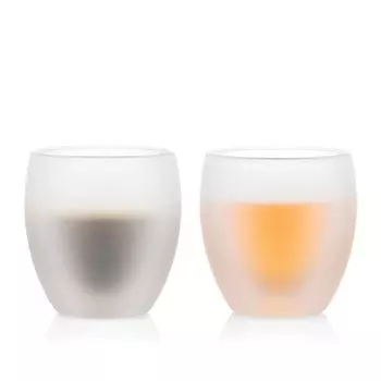 BODUM Glass Cup Tumbler PAVINA Double Wall Glass 250ml Set of 2 Insulating Double Structure Heat Resistant Glass Microwave Safe Oven Safe Dishwasher