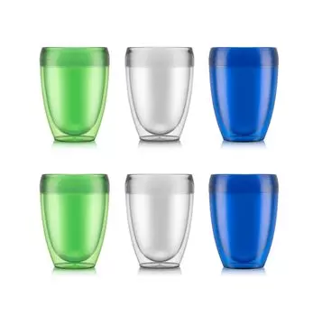 BODUM Glass Cup Tumbler PAVINA OUTDOOR Pavina Outdoor Plastic Double Wall Tumbler 350ml Set of 6 80th Anniversary Limited Retention Double Structure