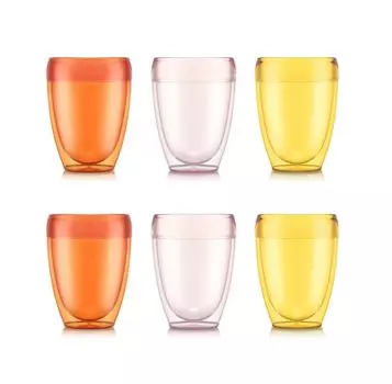BODUM Glass Cup Tumbler PAVINA OUTDOOR Pavina Outdoor Plastic Double Wall Tumbler 350ml Set of 6 80th Anniversary Limited Retention Double Structure