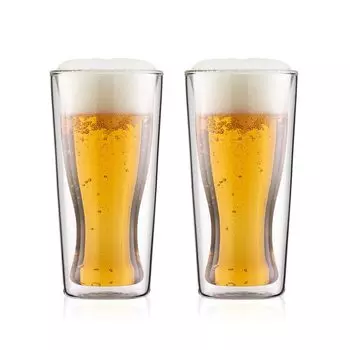 BODUM Glass Cup Tumbler SKAL Double Wall Glass 350ml Set of 2 Retention Double Walled Heat Resistant Glass Microwave Safe Oven Safe Dishwasher Safe чистый