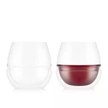 BODUM Glass Cup Tumbler Wine Glass FYN Fin Double Wall Aroma Glass 600ml Set of 2 Heat Retention Cold Retention Double Walled Heat Resistant Glass чистый