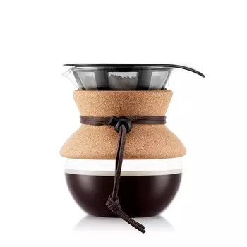 BODUM POUR OVER капельная кофеварка с сетчатым фильтром из нержавеющей стали 500 мл с пробковой крышкой [оригинальный продукт] 11592-109