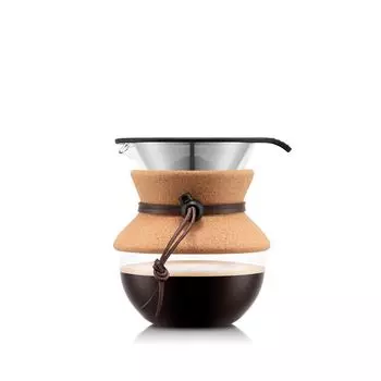 BODUM POUR OVER капельная кофеварка с сетчатым фильтром из нержавеющей стали 500 мл с пробковой крышкой [оригинал] 11592-109