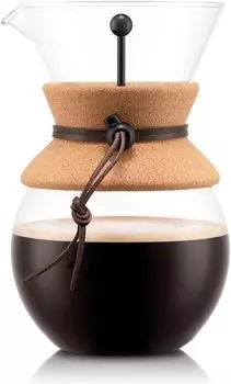 BODUM POUR OVER капельная кофеварка с сетчатым фильтром из нержавеющей стали 1 л с пробковой крышкой [оригинальный продукт] 11571-109