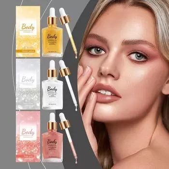 Body Flash Oil Face Body Liquid Highlight Moisture Easy To Apply Party Focus Brightening 30 мл One Size золотой