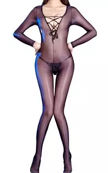 Body Full Body Open Open Babydoll High Open Crotch Tempting Black [Aokeea] Stockings, Perforated, Sexy, Tights, Crotch, Chest, Women s, Glossy,