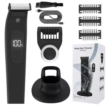 Body hair trimmer USb waterproof digital display Men s electric shaver Women s underarm private trimmer чёрный