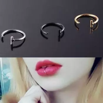 Украшения для тела для женщин и мужчин, поддельный пирсинг 1 шт., кольцо для носа из нержавеющей стали, кольца для перегородки носа, модное панк-кольцо для губ, ювелирный аксессуар 0.8*10 серебряный