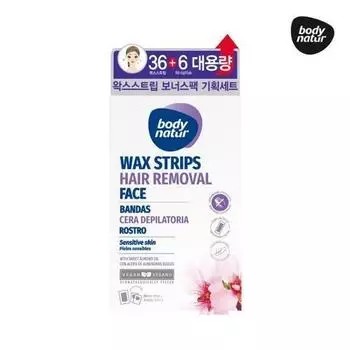 Body Nature Hair Remover Wax Strip Face Sweet Almond Бонусный набор Специальный (36 полосок + 6 салфеток)