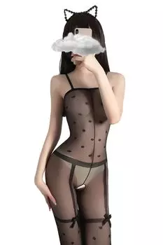 Body Sexy Full Body Fishnet Body Full Body Sexy Open Polka Dot Ribbon Mesh Sexy Extreme Sexy Erotic [ADSEXY] See-Through Stockings, Tights, Stockings,