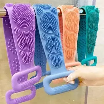 Body Silicone Brushes Bath Towels Scrubber Rubbing Bac KDead Skin Scrubbing Towel Massage Shower Belt Extended Skin Clean Brush розовый