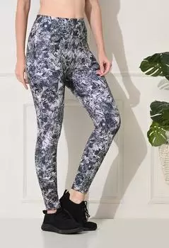 Body Smith Printed Abstract Grey High Talya Workout Gym Tights M серый
