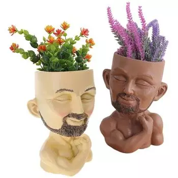 Bodybuilder Muscle Man Succulent Flower Plant Pots Storage for Indoor Outdoor Planter Desktop Garden Ornament X3UC