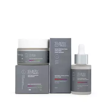 Bodytales Brightening Skin Perfecting AHA-BHA Сыворотка для лица и омолаживающее увлажняющее средство (Набор из 2) 30 ml+50 g чистый