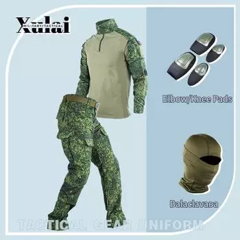 Боевая рубашка с длинным рукавом, тактическая одежда, мужские брюки-карго с наколенниками Балаклавы S