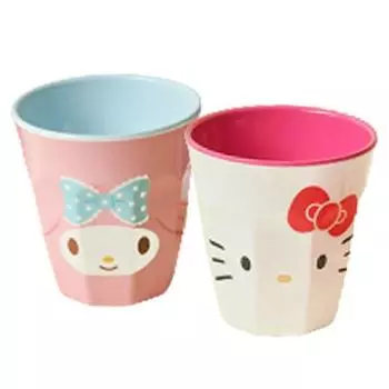 BoFriends Sanrio Персонажи Двухцветная меламиновая чашка, набор из 2 предметов, 1 комплект, My Melody, Hello Kitty, популярные корейские товары для родителей