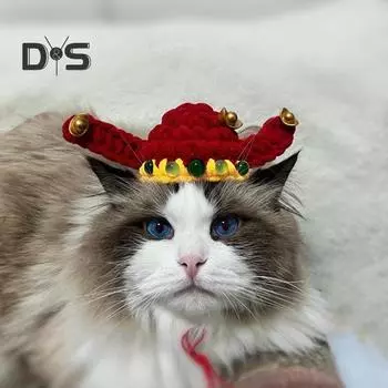 Бог богатства, удача, кошка, шляпа, счастливый красный питомец, вязаная шапка, кошачий косплей, головной убор, аксессуар, новогодний фотореквизит для празднования S B
