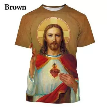 Бог! Футболка с принтом Иисуса в стиле «христианин» в стиле «повседневная», новая модная, забавная, крутая, с коротким рукавом S синий