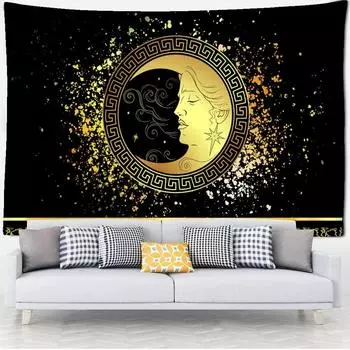 Бог Солнца, Бог Луны, гобелен в богемном стиле, настенный фон, украшение, ткань, красивое загадочное украшение с принтом 100x75cm