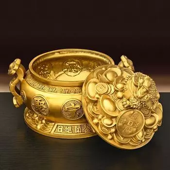 Богатство привлекает чистое медное сокровище горшок украшение трехлапая золотая жаба копилка гостиная офис открытие магазина подарок