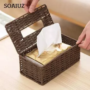 Богемия, коробка для салфеток, крышка контейнера из ротанга, ручное плетение, украшение для дома