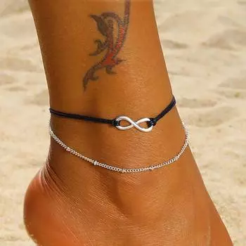 Богемия Леди Креативный пляжный летний браслет на ногу с 8 словами чёрный