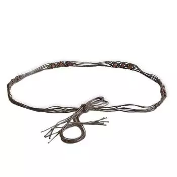 Богемия ручной работы из бисера плетеная веревка женское платье с поясом и тонким поясом коричневый