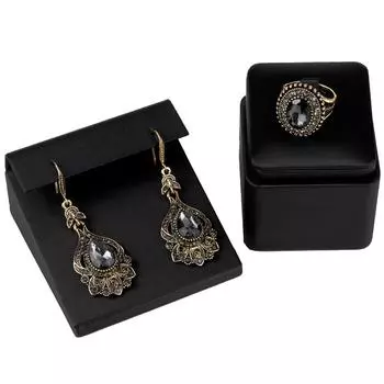 Богемия Серый Кристалл Свадебный Комплект Ювелирных Изделий Серьги Кольцо Для Женщин Античное Золото Цвет Турецкий Винтаж Вечерние Бижутерия серый