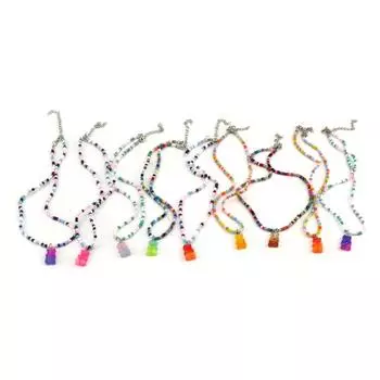 Богемия ювелирные изделия подарок бисерное ожерелье женское ожерелье ключица ожерелье мармеладный мишка кулон колье #3