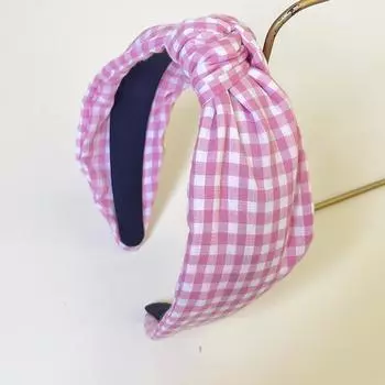 Богемная Этническая Клетчатая Повязка на Голову с Губчатым Узлом Аксессуары для Волос Взрослые Ювелирные Изделия для Волос