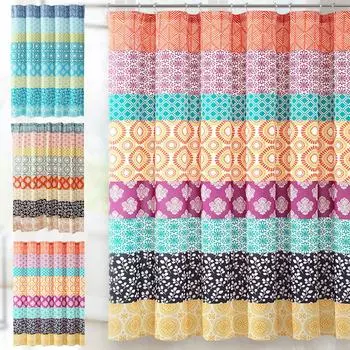 Богемная полосатая занавеска для душа, красочный дизайн, различные размеры, украшение для ванной комнаты M синий