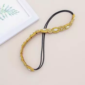 Богемная повязка для волос Эластичные повязки на голову Винтажная бирюзовая тиара с бусинами с эластичностью Повязки на голову со стразами Женские головные уборы