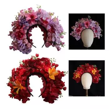 Богемная повязка на голову с цветком, свадебные украшения для волос, цветочная повязка для волос для женщин, повязки для волос, весенние свадебные гирлянды, венок с короной A