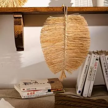Богемная рафия, украшение в виде травы, украшение для дома, офиса, гостиной, фон, настенное искусство, деревенское ручное плетение, круглая солома A